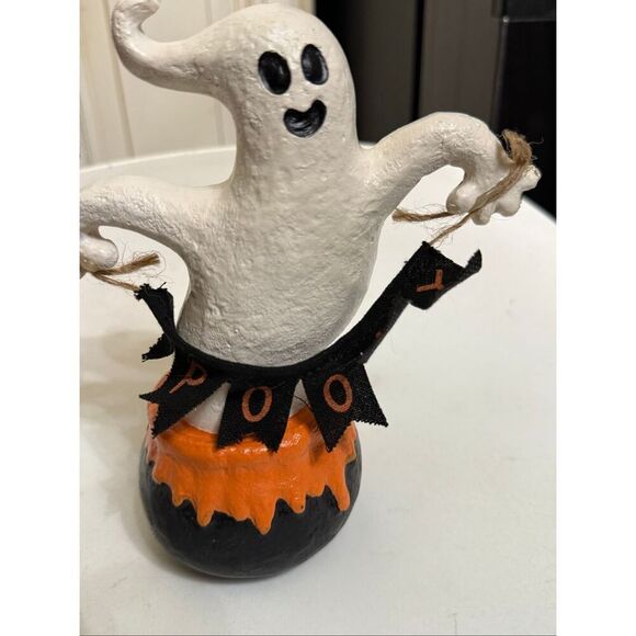 Halloween Spooky Ghost Ceramic Decorative Figurine White Black OS - Picture 3 of 4
